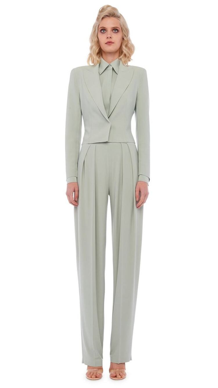 Norma Kamali Tapered Pleated Trouser - S